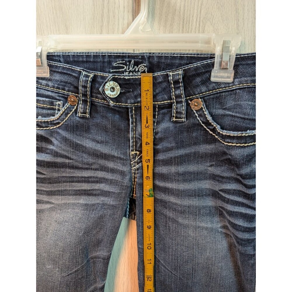 Silver Tuesday Bootcut Jeans Women Size 27/31  Mid Rise Distressed Blue Denim - Picture 11 of 12